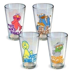 Sesame Street Character Glass Set - Red, Blue, Yellow, Green